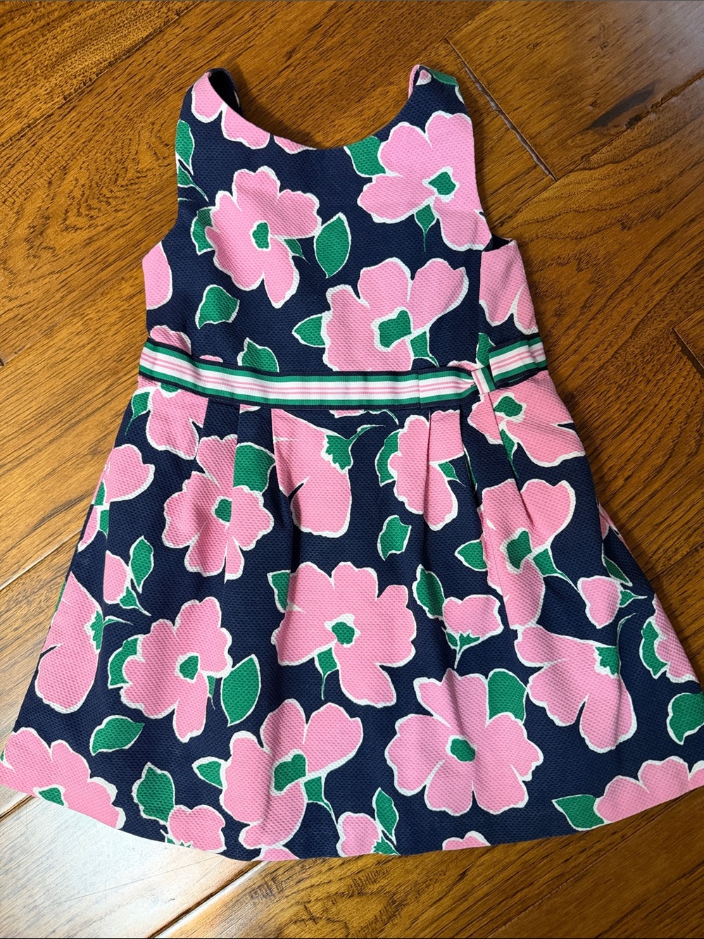 Janie and Jack Navy Dress with Pink Floral Print
